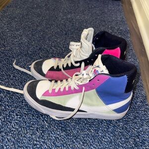 Nike Blazer Colorful High-Top Sneakers Suede and Leather Sz 6.5 Retro